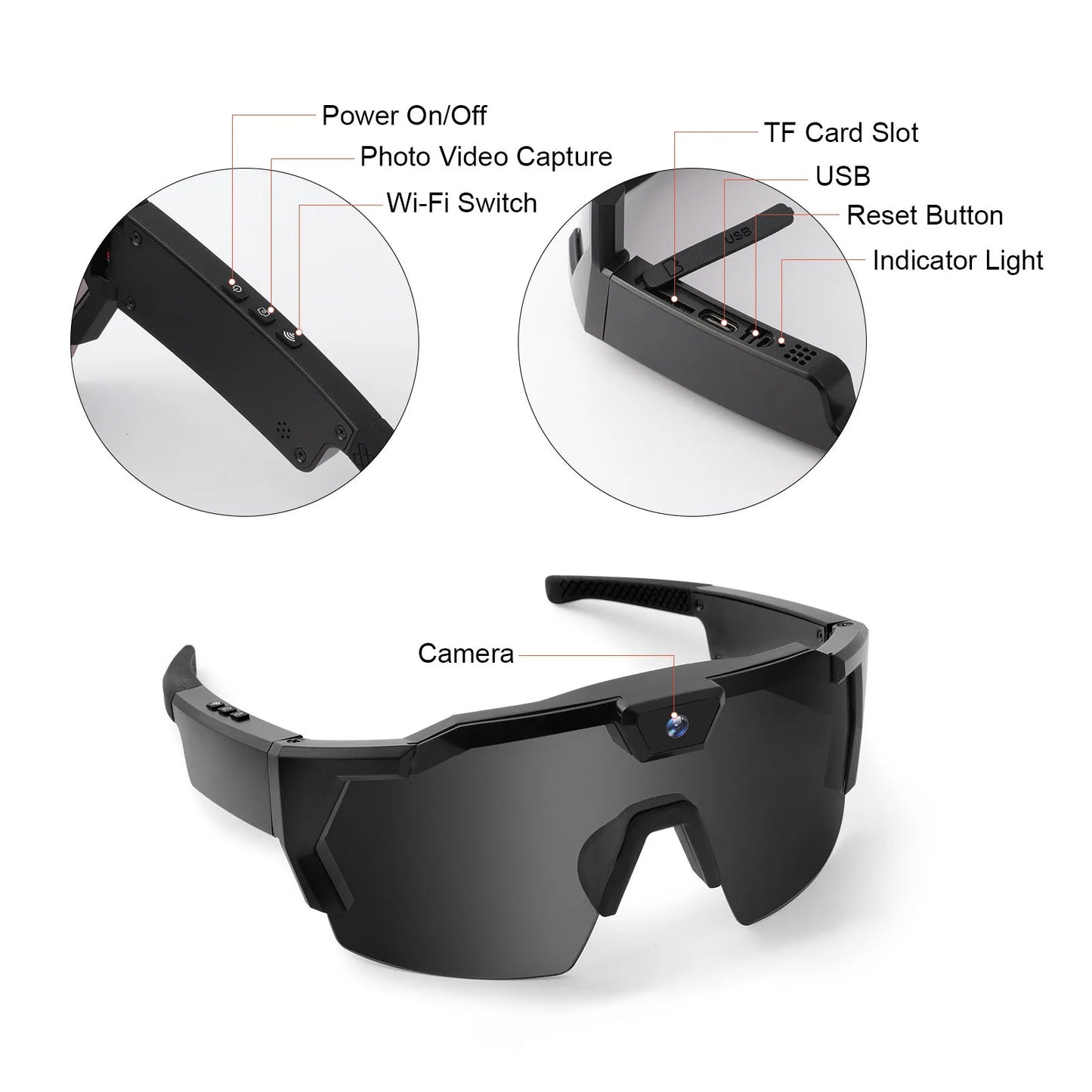 Lunettes de Sport Connectées avec Caméra Intégrée